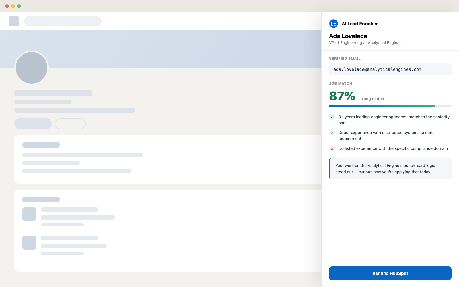 AI Lead Enricher & Job Match screenshot 1